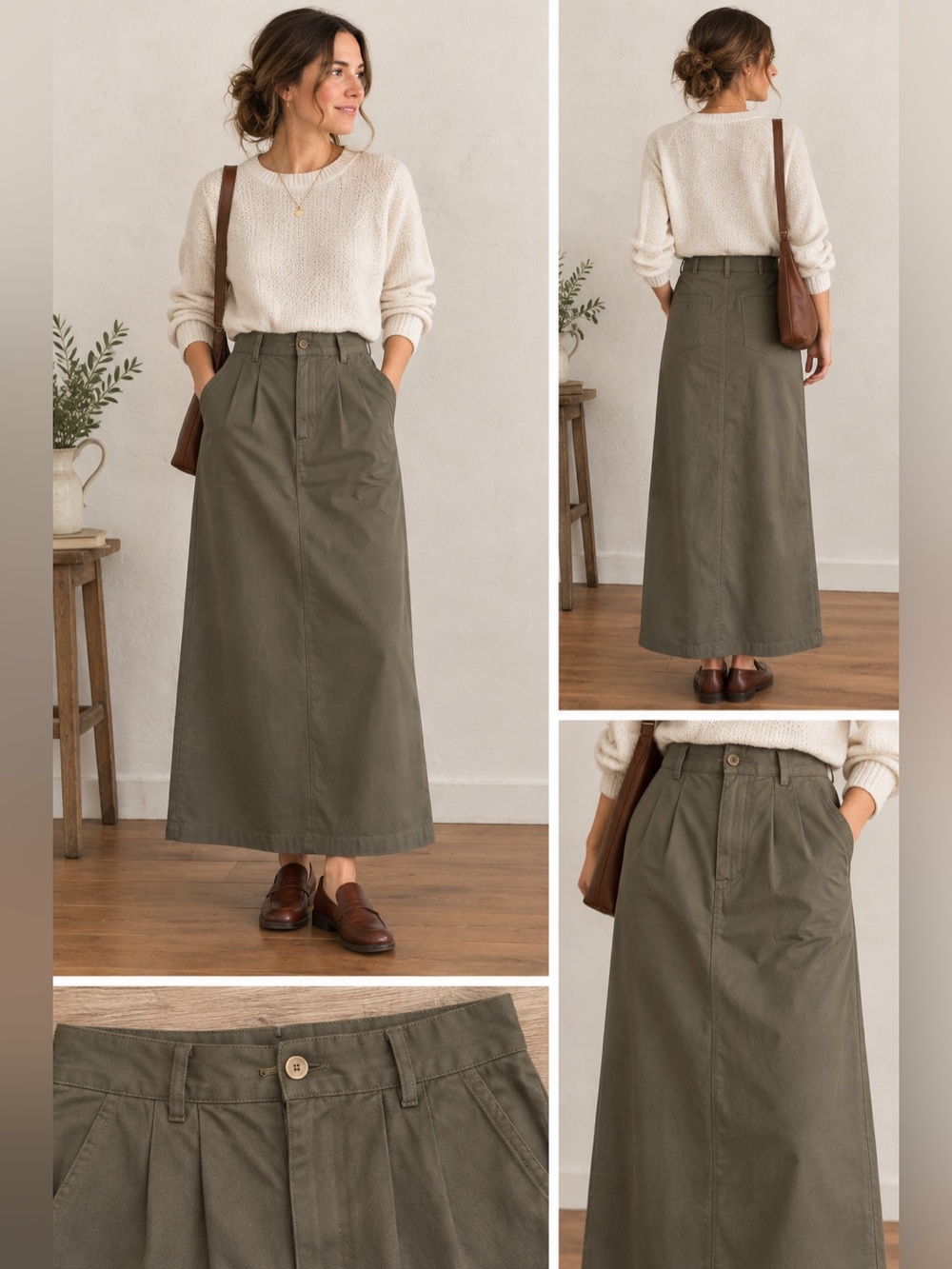 Westbound Olive Green Maxi Skirt